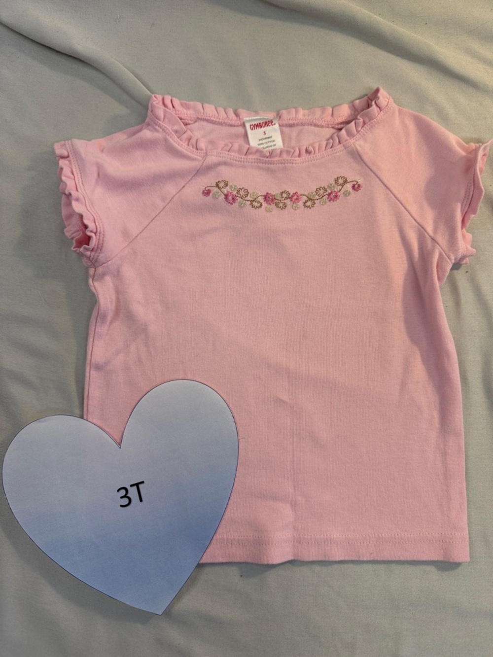 Gymboree - Pink Short Sleeve Tee with Embroidered Neckline